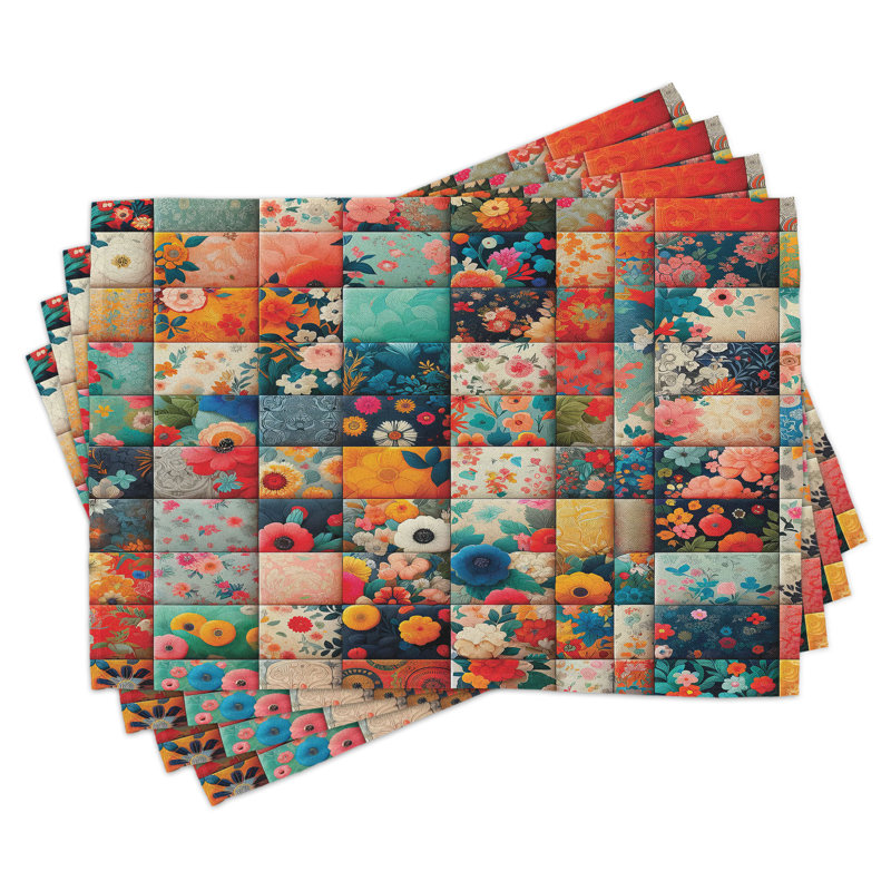 Polyester Vermilion Multicolor Placemat