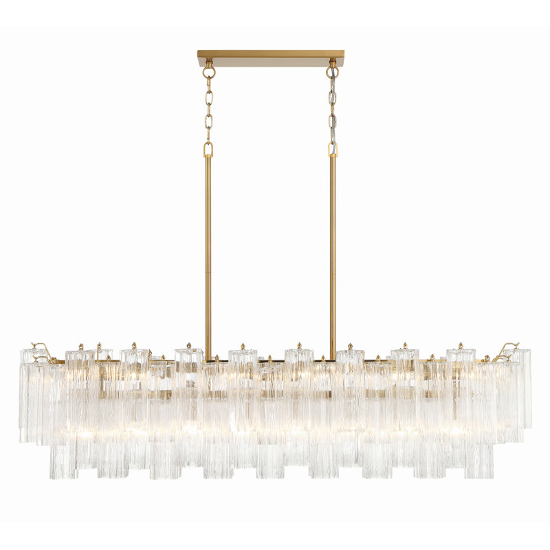 Quinzio 14 - Light Dimmable Linear Chandelier, Aged Brass