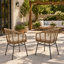 Ensemble de 2 chaises de patio d'extérieur en rotin de polyéthylène avec coussins résistants à l'eau Randy Modern