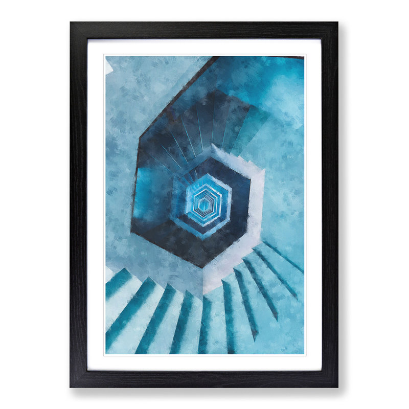 Endless Staircase - Single Picture Frame Painting on MDF, Black Framed, 63cm H x 45cm W x 2cm D
