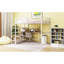 Lit mezzanine en métal avec bureau et rangement latéral, blanc-923842966