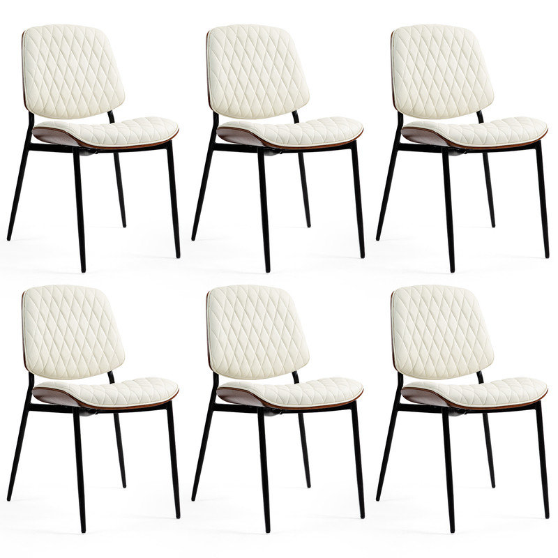Monna 18.9'' H Faux Leather Upholstered Side Chair, 6, Beige