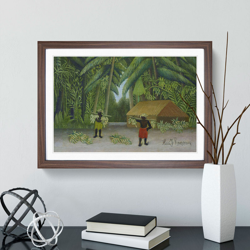 Banana Harvest by Henri Rousseau - Picture Frame Painting, Walnut Framed, 36cm H x 48cm W x 2cm D
