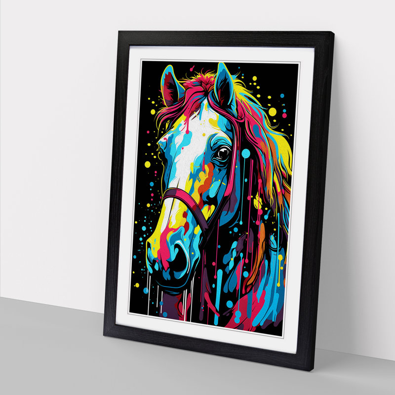 Pony Pop - Single Picture Frame Print on Wood, Black, 64cm H x 46cm W x 2cm D