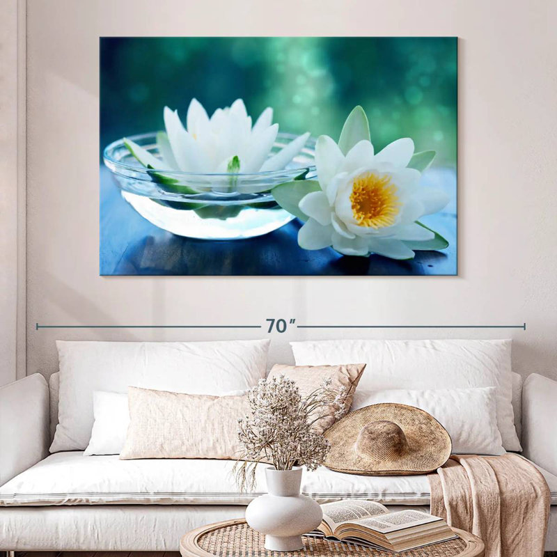 Fleurs de lotus immaculées Harnek, H 34 po x l 51 po