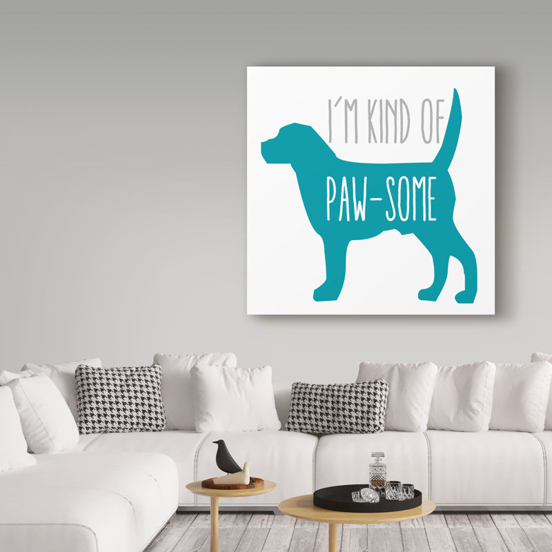 Keishawna «Pawsome Dog», art textuel sur toile tendue, H 14 po x l 14 po