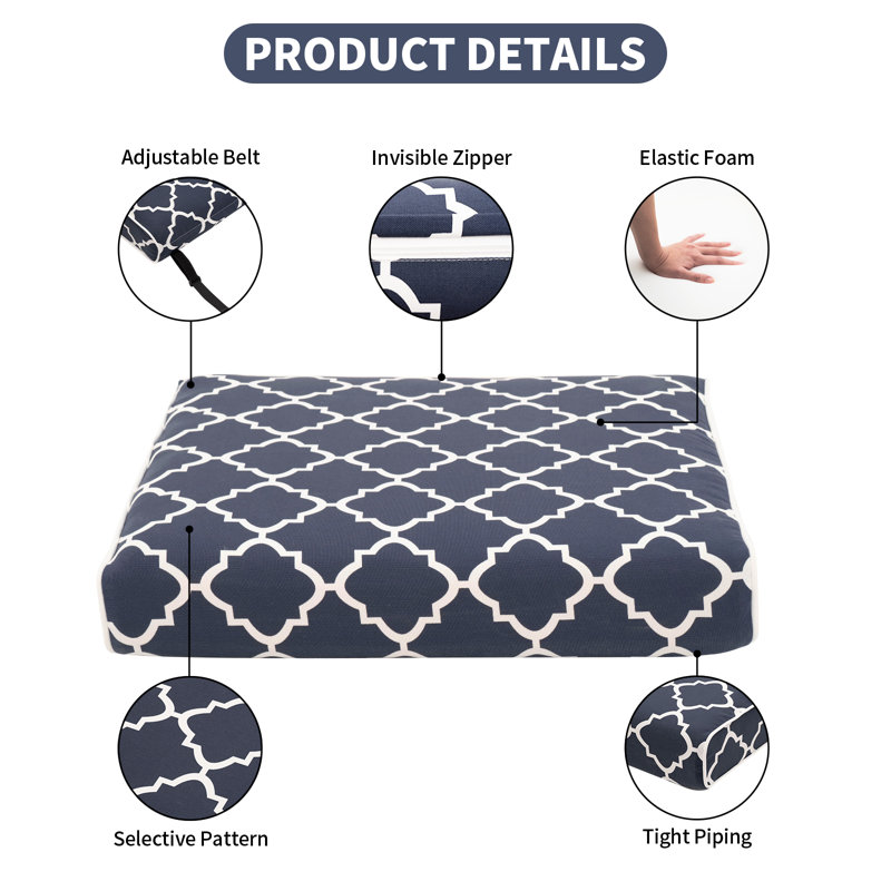 Coussin d'extérieur pour meubles de patio, Motif géométrique bleu foncé