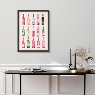 Bouteilles de vin colorées, boisson vibrante moderne, petit décor coloré