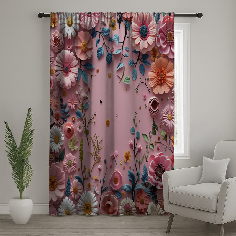 Rideaux floraux, voilages et voilages à motif floral - 1 panneau, 50" x 80" - 1 Panel, Transparent