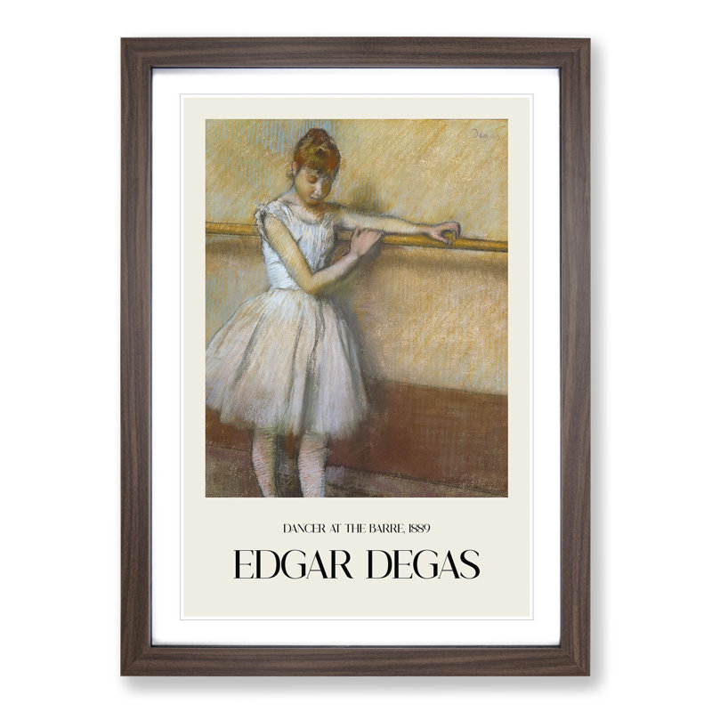 Ballet Ballerina Dancer at the Bar by Edgar Degas - Picture Frame Graphic Art, Walnut Framed, 48cm H x 36cm W x 2cm D