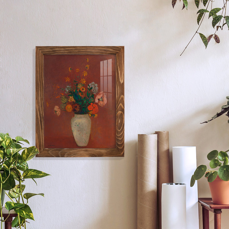 Bouquet dans un vase chinois, toile de qualité supérieure, prête à être accrochée, L 9 po x H 11 po x P 1 po