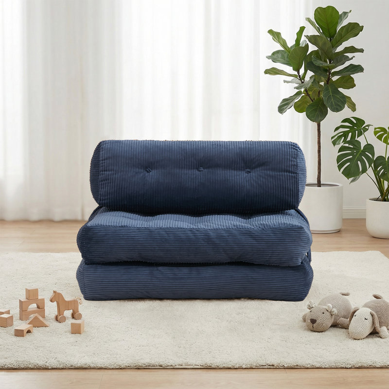 32" Convertible Folding Sofa Bed Pillow Back Support, Blue, 29" H x 32" W x 73" D, Blue