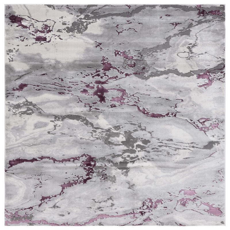 Tapis gris / rouge Bowersville Craft 800, Carré 6 pi 7 po