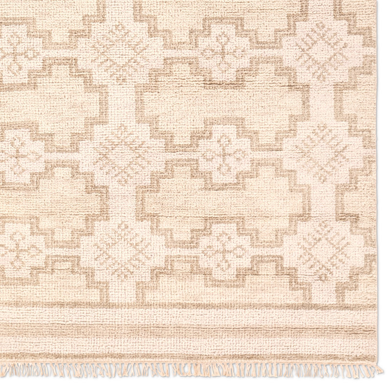 Jaipur Living Elmast Hand Knotted Geometric Beige/Cream Area Rug (6'X9'), Rectangle 10' x 14'