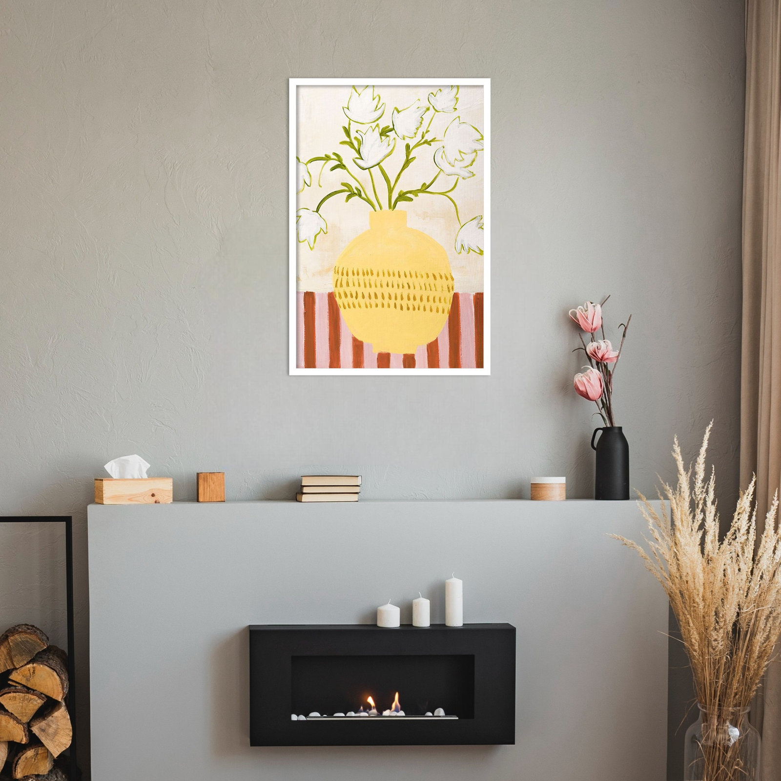 Yellow Vase Print by Design Fabrikken, 33" H x 23" W, White
