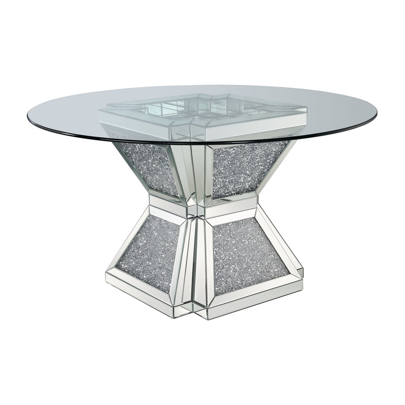 Round Glass Top with Stainless Steel Base Dining Table