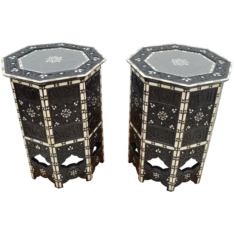 Syrian Glass End Table, Black