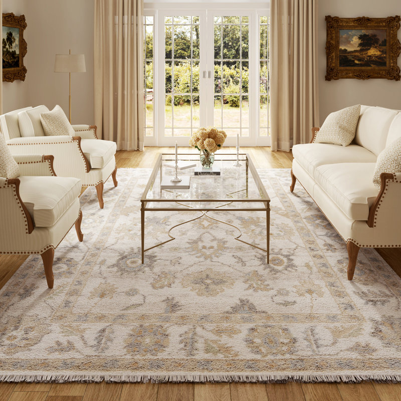 Tapis d'intérieur Herny traditionnel oriental fait à la main en laine naturelle nouée à la main, Rectangle 2 pi x 3 pi
