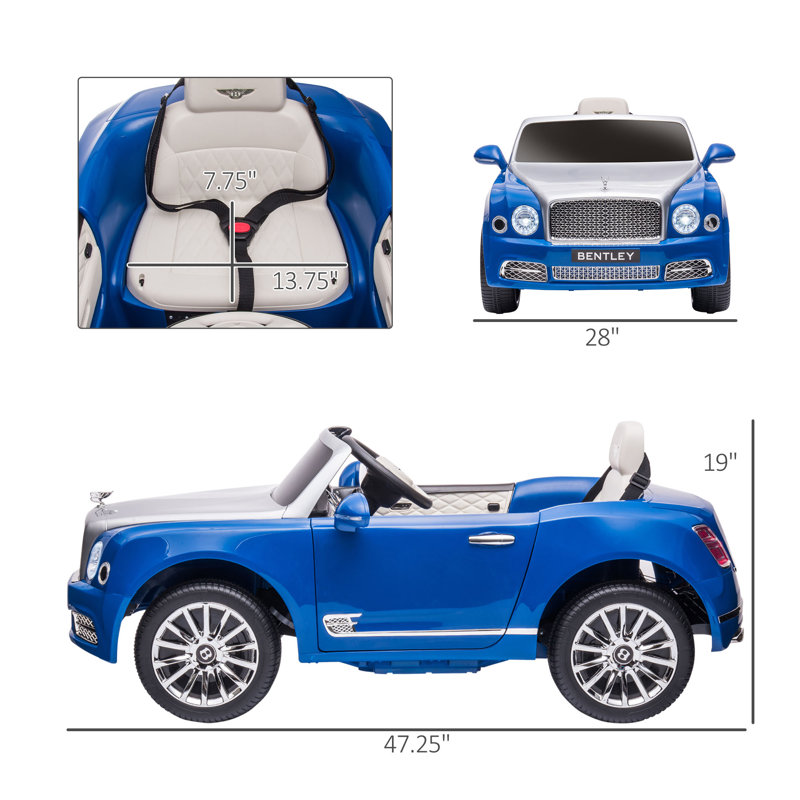 Bentley Blue 12V Battery Powered Ride-On Car with Remote