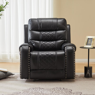 PU Leather Manual Massage and Heat Recliner Chair Single Sofa with Diamond Stitching