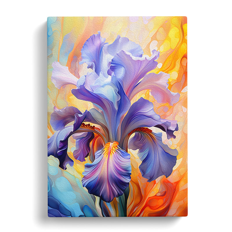Iris Flower Futurism No.3 - Wrapped Canvas, 76cm H x 50cm W x 3cm D
