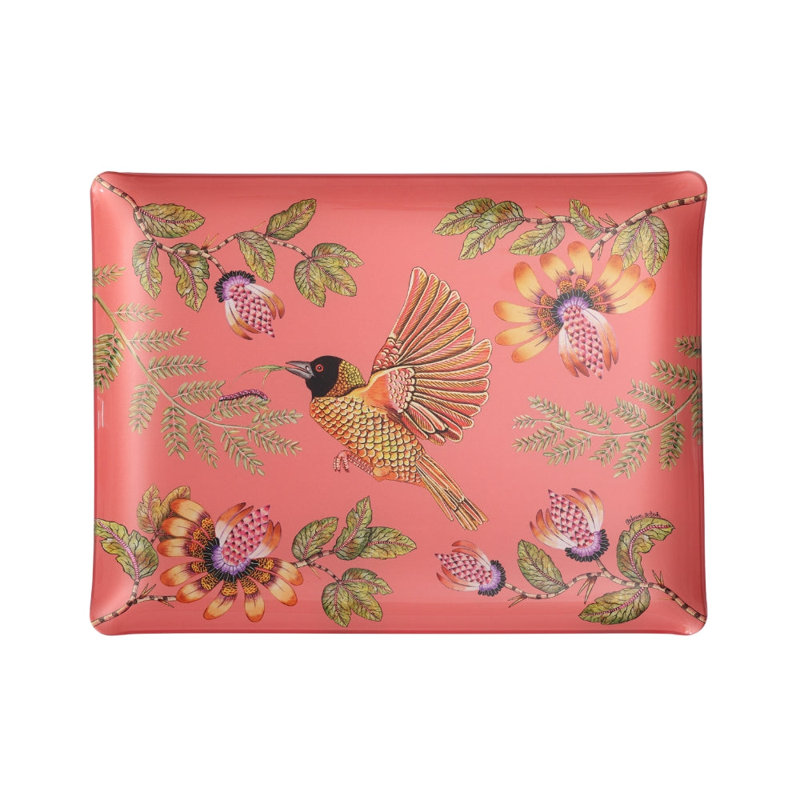 Weaver Garden Acrylic Tray, 18" W x 14" D x 1.5" H, Coral
