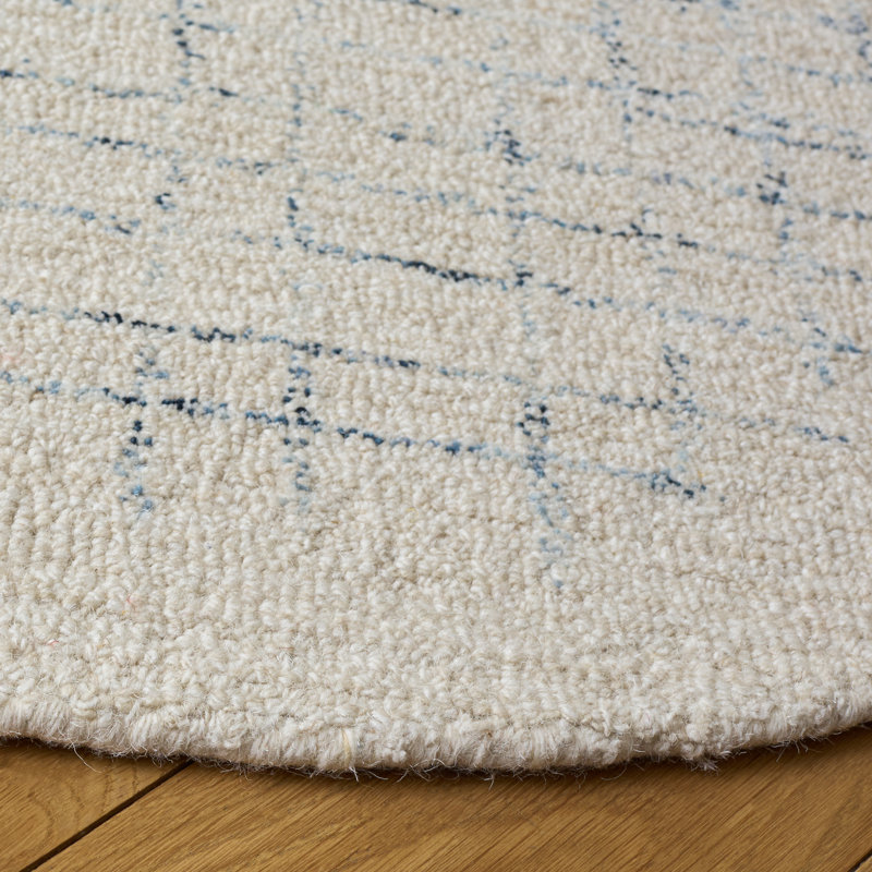 Digory Ebony Hand Tufted Wool/Cotton Abstract Rug in Ivory/Navy, Round 6'