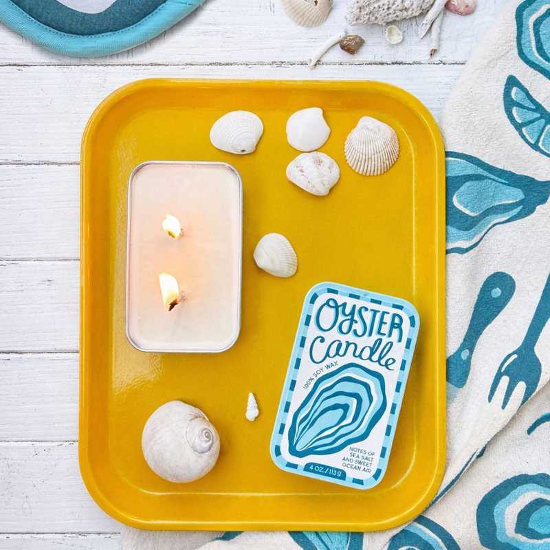 Ensemble-cadeau bougie et fourre-tout Oyster