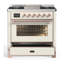 Majestic III Series 36 Inch Dual Fuel Range with 6 Sealed Burners, Griddle, in Glossy Black (Natural Gas, Brass Trim)-996369056-996369082-996369098