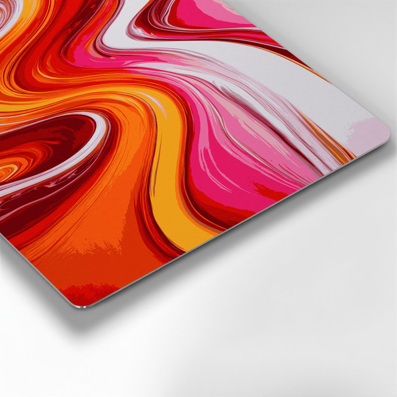 Abstrait art fluide en métal orange 2, H 20 po x l 24 po