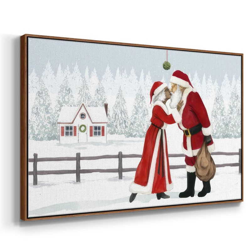 Toile tendue avec châssis en A, collection Christmas Love, H 17 po x l 25 po x P 1,5 po, Cadre flottant noyer