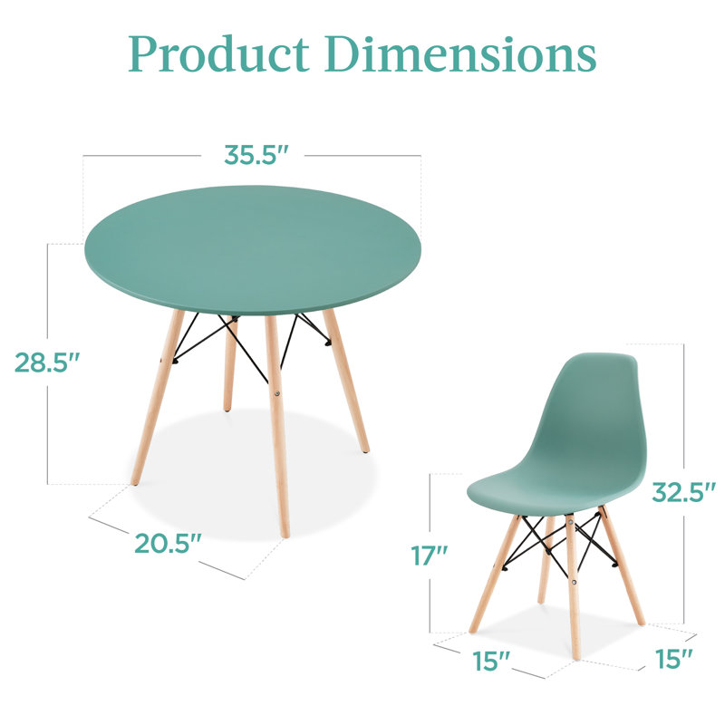Kivan 4 - Person Four Leg Dining Set, Blue/Natural, Blue, Natural