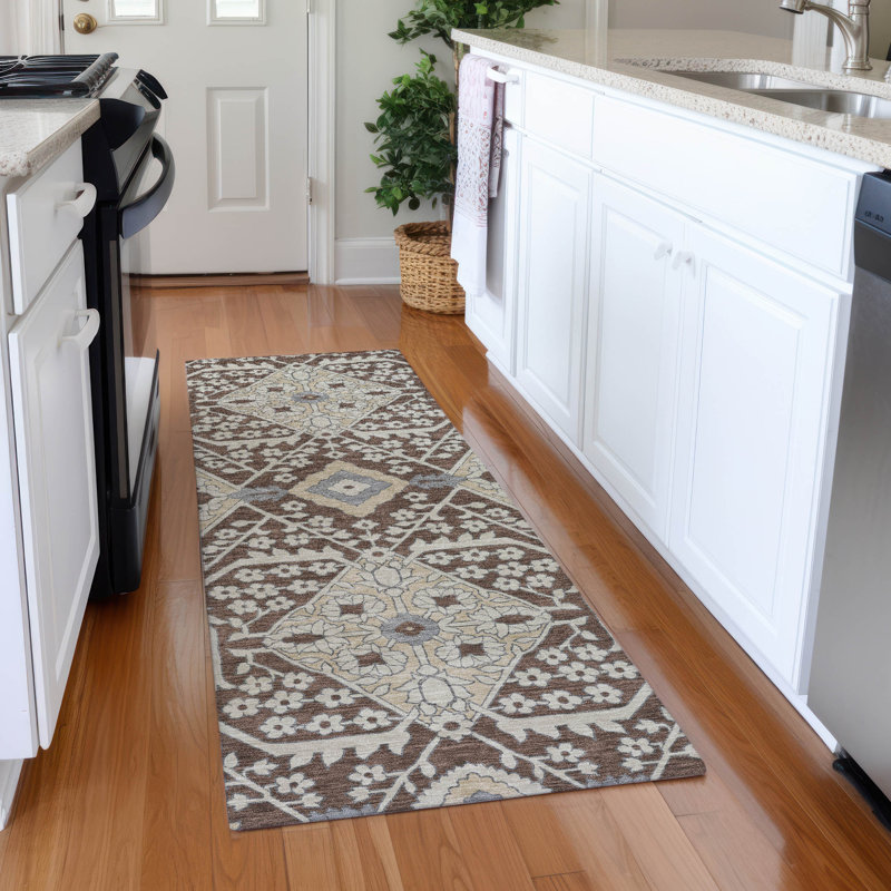 Premium Machine Washable Prisco Chocolate Rug, Runner 2'3" x 7'6"