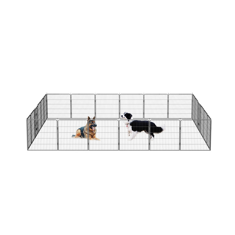 Parc pour chien 32 po 32 po - Clôture en métal pliable à 24 panneaux avec portes, résistant à la rouille, pour une utilisation intérieure / extérieure, véhicule récréatif, cour et camping