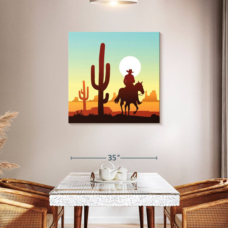 Lelar Cactus Desert Cowboy, 36" H x 36" W