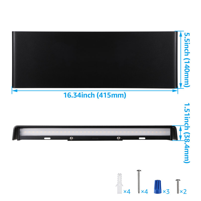16 Inch Smart LED Wall Sconce, 100-265V RGBCW Wall Lighting, Dimmable LED Up and Down Outdoor Wall Lights, 26W, Black