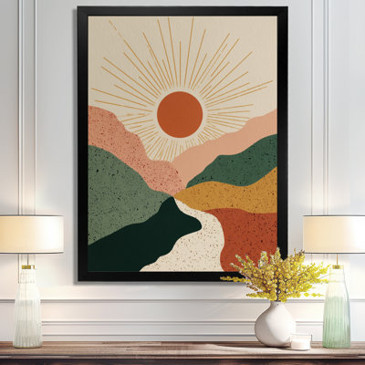 «Sunrise Mirror Of Mountains Landscape», impression sur toile de style Mid-Century moderne, art mural moderne Mid-Century