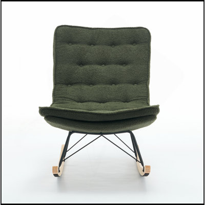 Chaise berçante Lazy, chaise longue confortable avec dossier large et base en bois, chaise berçante sans accoudoirs rembourrée pour le salon, le balcon, la chambre à coucher et le porche du patio.