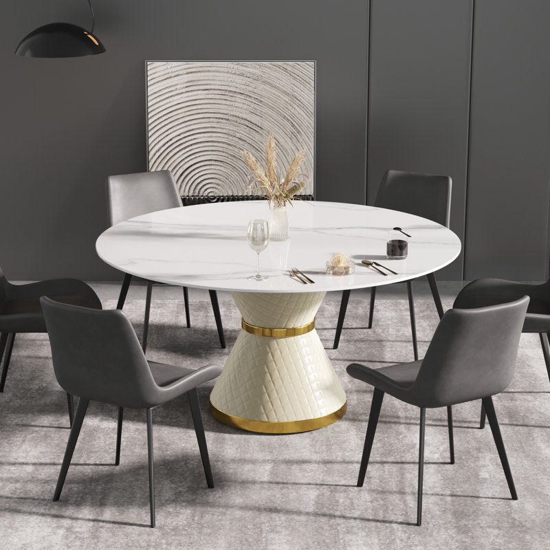 Table de salle à manger Modern, H 29,53 po x L 59 po x l 59 po, Blanc