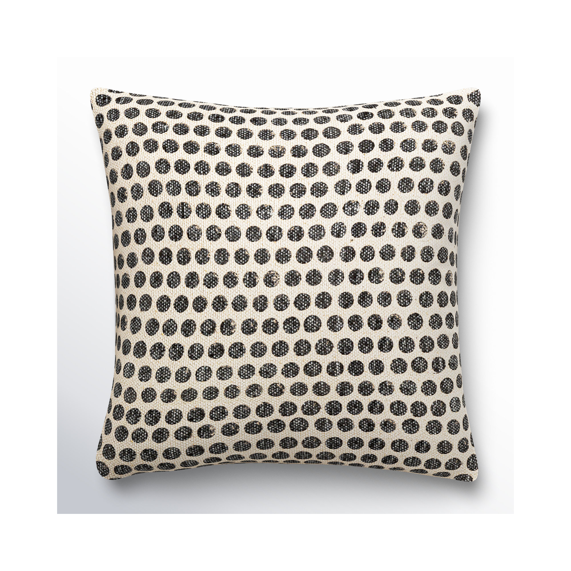 Zetta Polka Dots Cotton Throw Pillow, 22" x 22", Light Beige/Black, Pillow Cover Only - No Insert