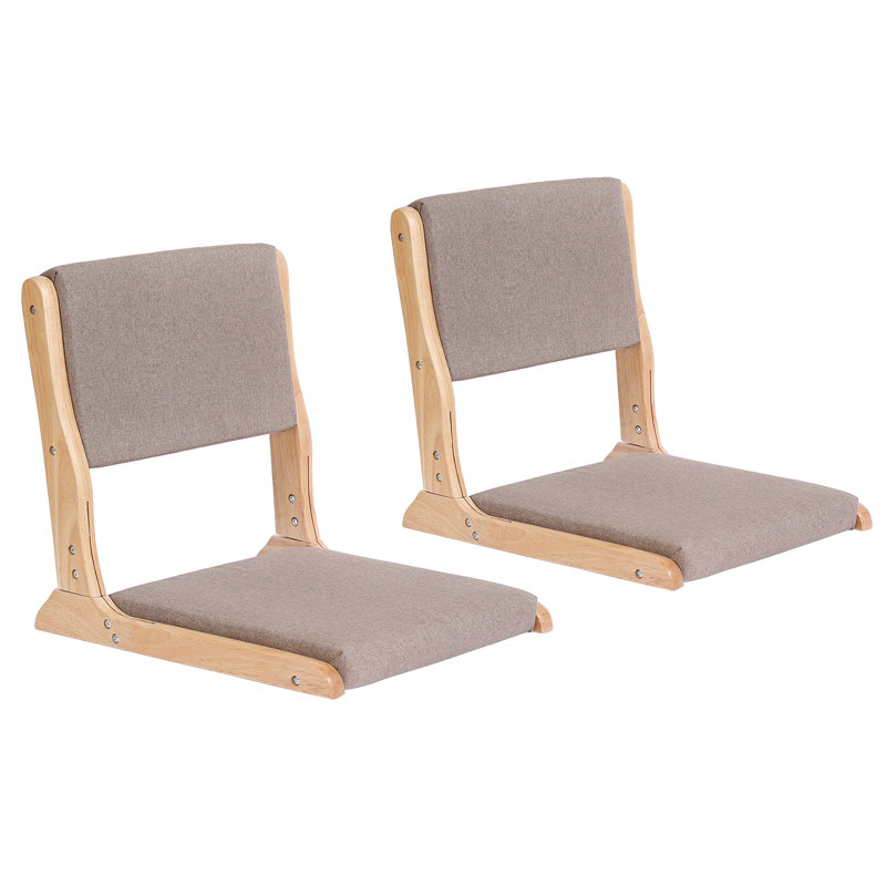 Foldable Tatami Floor Chair, Floor Game Chair, Gray/Walnut, 2