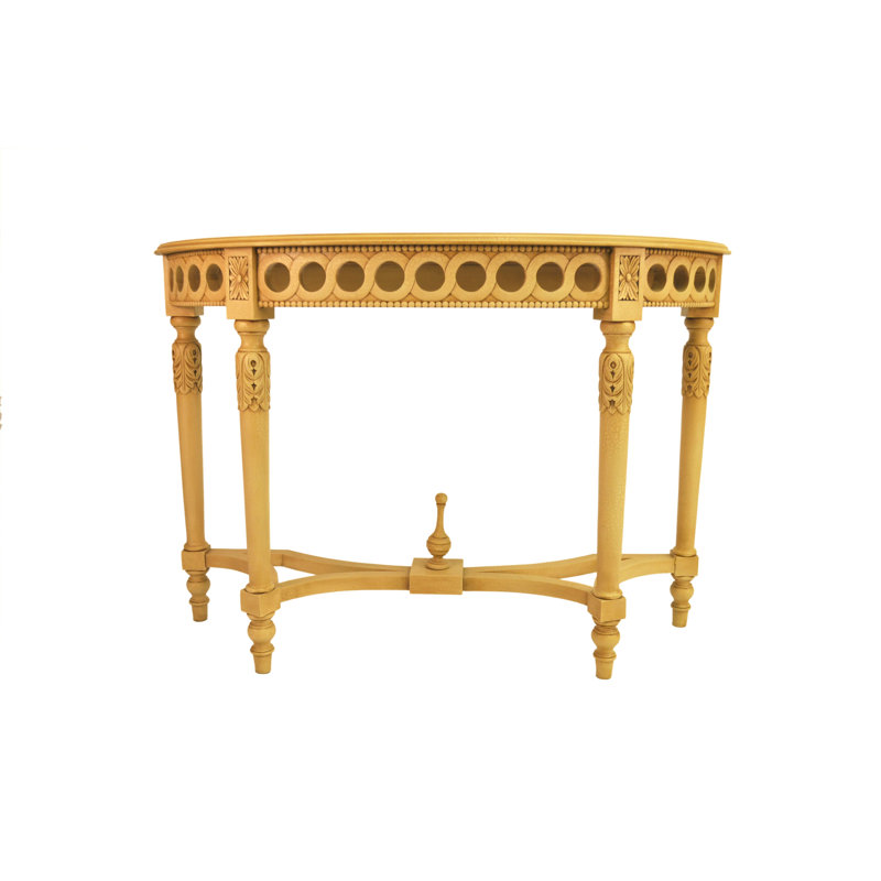 Demilune 47'' W Solid Wood Console Table, Yellow