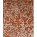 Paradise Hand Knotted Floral Area Rug in Orange