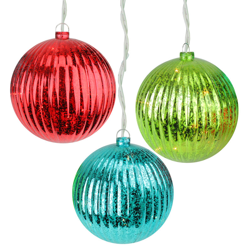 Ornement boule de Noël illuminé multicolore