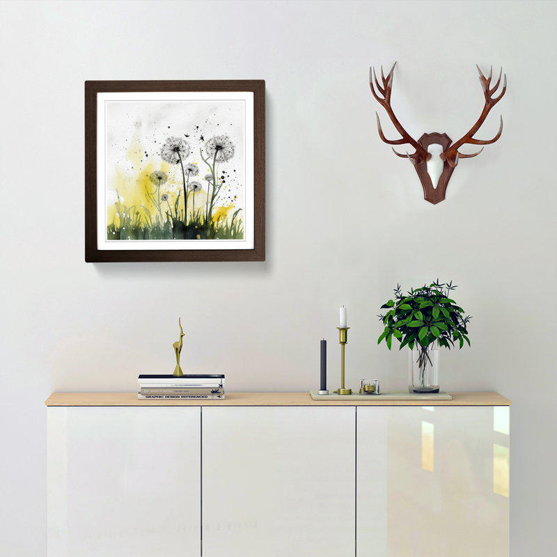 Dandelion Splatter Art No.1 - Framed Print, Walnut