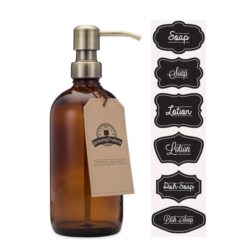 Distributeur de lotion en verre, Laiton / ambre