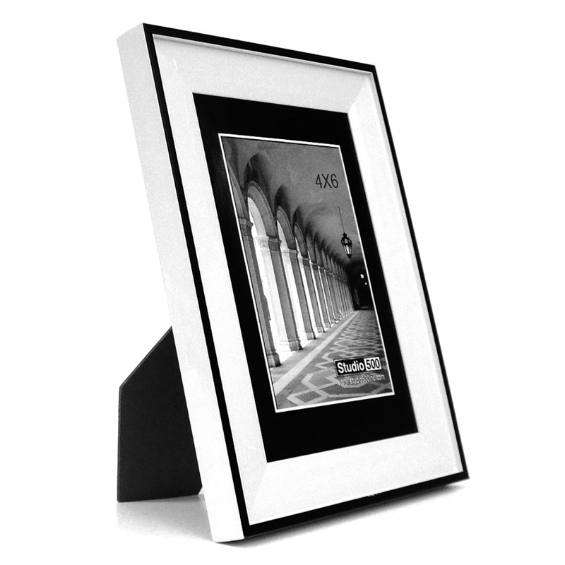 Cadre photo en biseau moderne chic, 6 po x 4 po, Argent