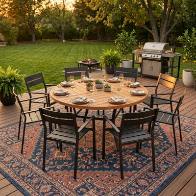 8-Person Round Table Dining Set