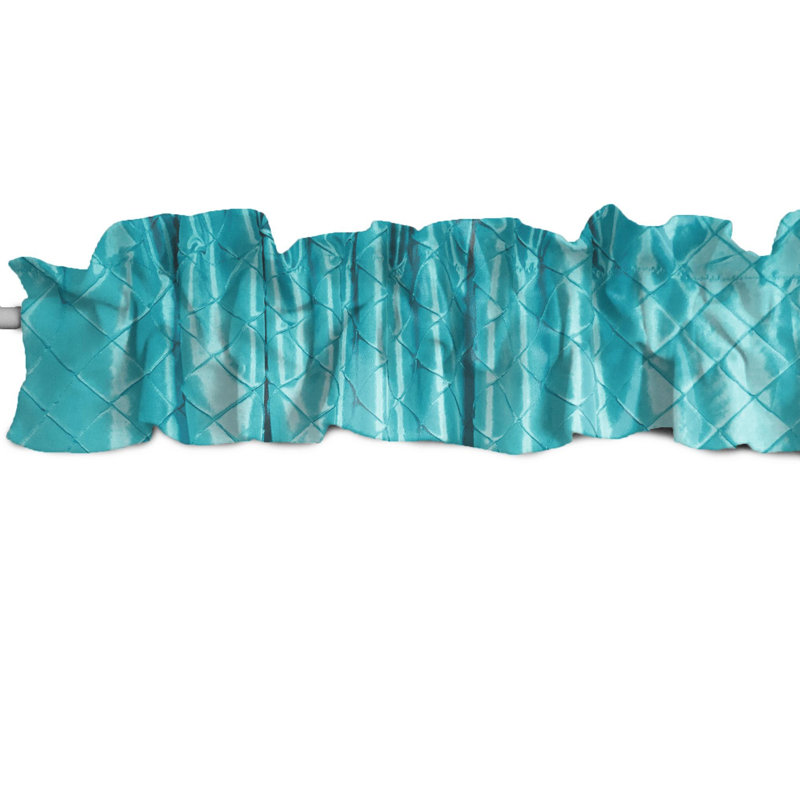 Pintuck Tailored Window Valance, 58"W x 5"L, Aqua