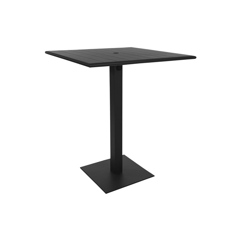 Black Aluminum and Stainless Steel Square Bar Height Table